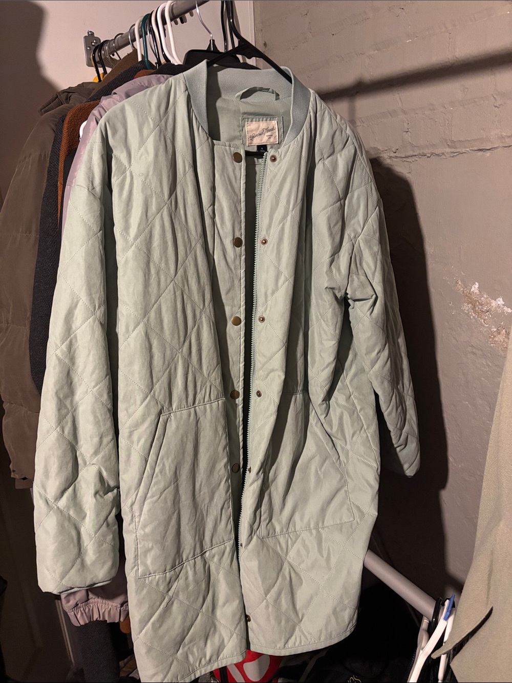 Universal Thread Quilted Utility Jacket in Light Mint Green